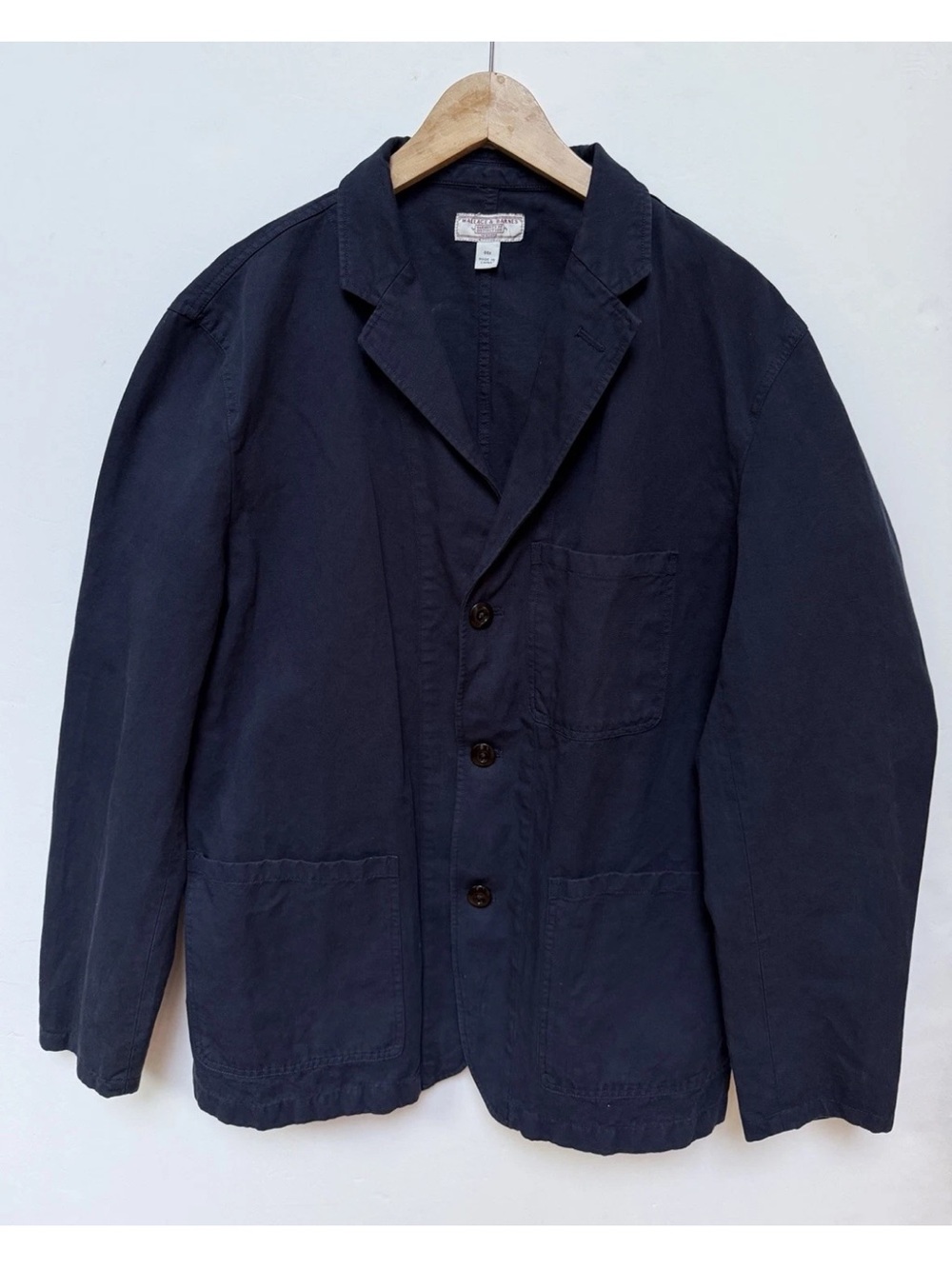 Wallace & Barnes Chore Cotton Linen Mens Jacket Blazer Sz 44R Navy